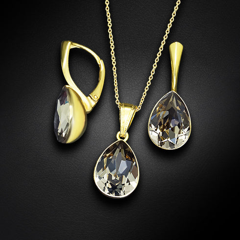 Sudraba komplekts "Kristāla Lāse (Black Diamond)" ar Preciosa™ kristāliem